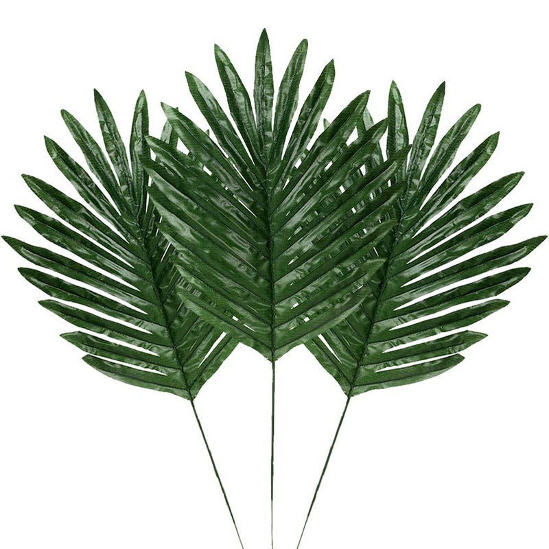 LOMIRO 30 Pcs Faux Palm Leaves with Stems Artificial Tropical Plant Imitation Safari Leaves Hawaiian Luau Party Suppliers Decorations,Tiki,Aloha Jungle Beach Birthday Leave Table Decorations - Image 1